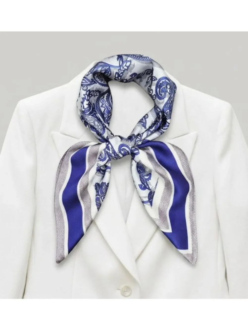 ✨Luxury Elegant Women Square Silky Soft Scarf Head Top hijab Blue Floral Paisley